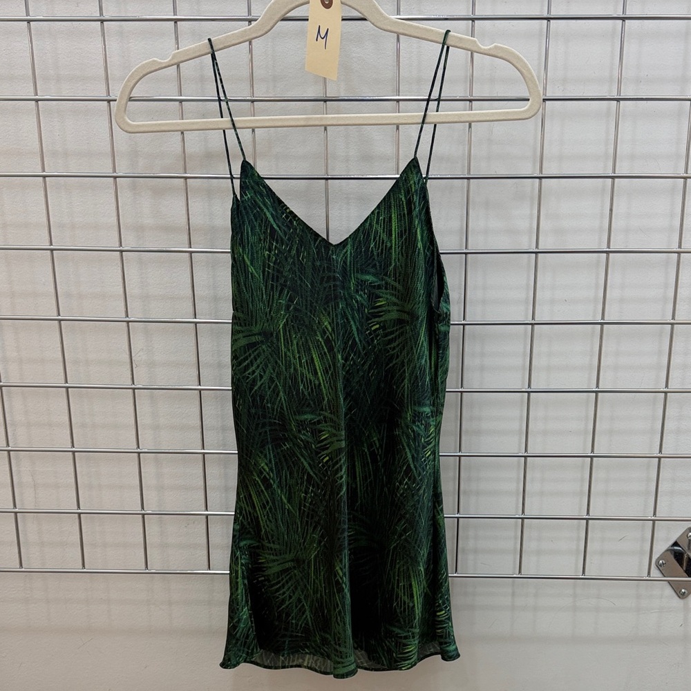 Green Palm Leaf Silk Cami